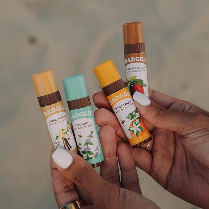 Badger Cocoa Butter Lip Balm, Creamy oz