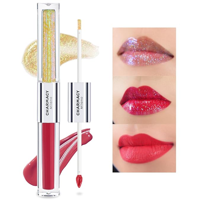 CHARMACY Multichrome Double Head Non-Stick Lip Gloss, Metallic Gloss,