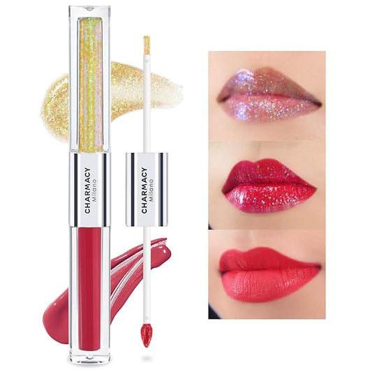 CHARMACY Multichrome Double Head Non-Stick Lip Gloss, Metallic Gloss,