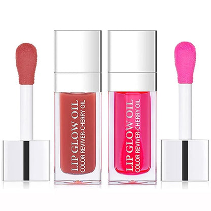 2 Set Lip Oil Hydrating Tinted Lip Balm, Plump Lip Gloss Lip Care Transparent Toot Lip Oil Tinted, Fresh Texture & Non-sticky, Nourishing Repairing Lightening Lip Lines Lip Care Products (Rosewood / Cherry)