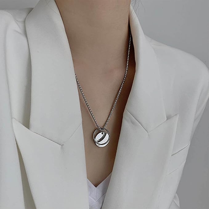 Punk Circle Choker Necklace Coin Disc
