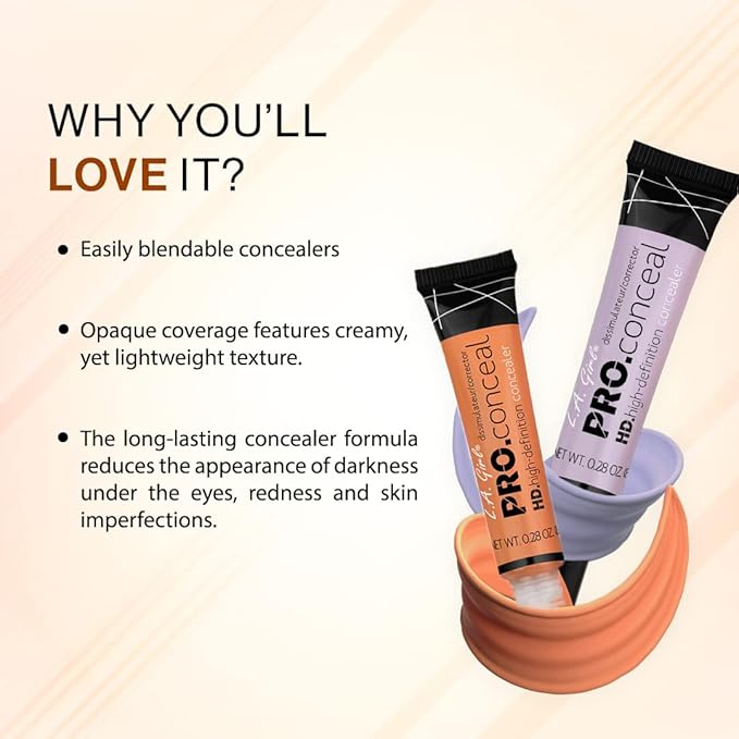 L.A. Girl Pro Conceal HD Concealer, Lavender Corrector, 0.28 Ounce
