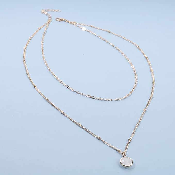 Boho Layered Opal Moonstone Necklace Choker