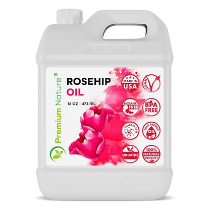 Rosehip Oil for Skin Face Body Hair Nails 16oz Cold Pressed Unrefined Rose Hip Seed Oil Moisturizing Facial Oil Bulk Aceite Rosa Mosqueta Puro 100 Organico Rose Oil For Face Oil For Dry Skin