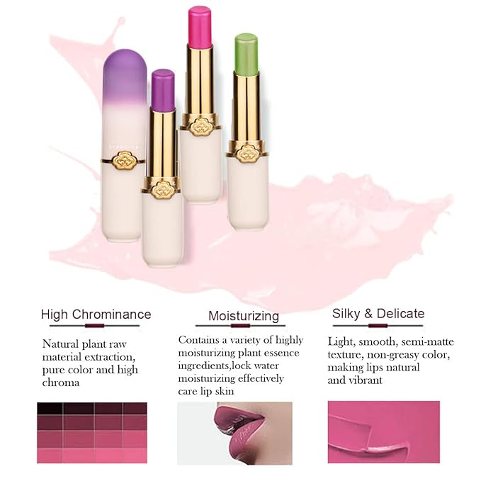 3 Pcs Color Changing Lipstick Queen Peach Aloe Grape,PH Mood Lip Balm Tinted Long Lasting Labiales Lip Plumper Gloss Magic Lip Stain Moisturize Lipstick Set for Women （Peach+Aloe+Grape）