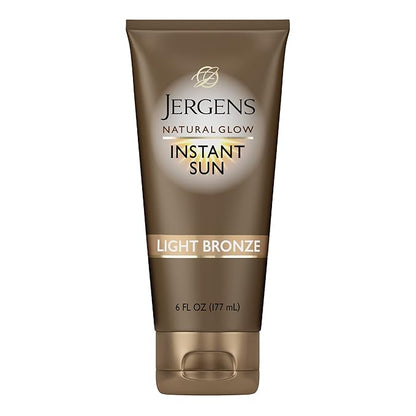 Jergens Natural Glow Instant Sun Self Tanner Moisturizer + Bronzer, Lightweight Sunless Tanner Moisturizer for a Sunkissed Natural Glow, Light Bronze, 6 Ounce