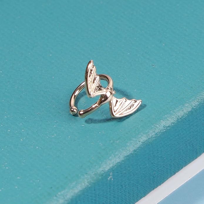 Gothic Bat Cuff Earrings Gold Bat