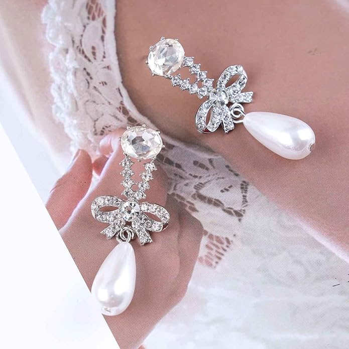 Vintage Teardrop Pearl Dangle Earrings Long