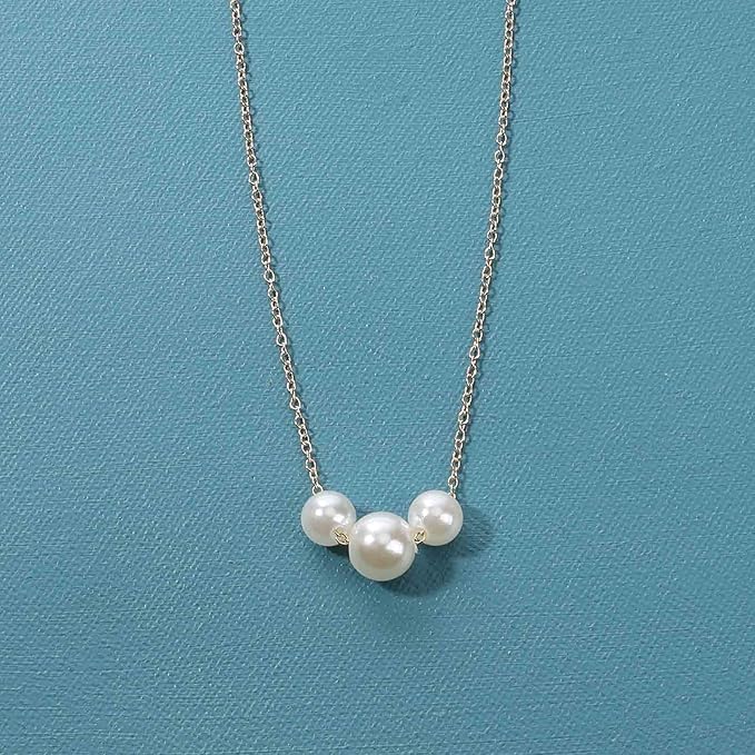 Boho Pearl Choker Necklace Gold Pearl Pendant Necklace