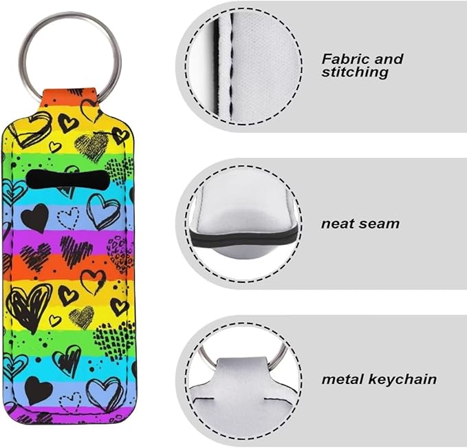 Women's Chapstick Holder Keychain Rainbow Love