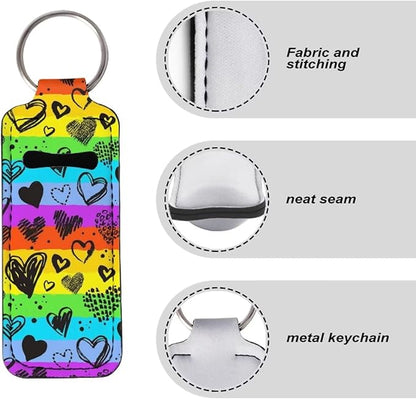 Women's Chapstick Holder Keychain Rainbow Love