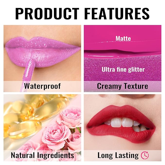 Oulac Matte Liquid Pink Lipstick for Women, Long Lasting Lipstick Waterproof Lip Stain, No Transfer, Creamy High Pigmented Formula with Rose Oil, Vegan & Cruelty-Free M28