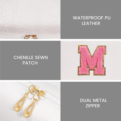 Preppy makeup bag, cute initial