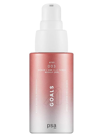 PSA - GOALS Multi Acid & Probiotics Night Serum | BHA & PHA, Probiotics, White & Green Tea Complex | Suitable for All Skin Types (1 oz | 30 mL)