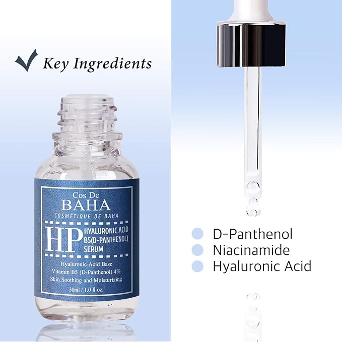 Panthenol 4% Serum - Vitamin B5 Facial Hydrating Serum with Aloe Vera, Hyaluronic Acid, White Tea Extract - For All Skin Types, 1 Fl Oz (30ml)