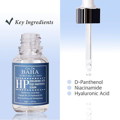 Panthenol 4% Serum - Vitamin B5 Facial Hydrating Serum with Aloe Vera, Hyaluronic Acid, White Tea Extract - For All Skin Types, 1 Fl Oz (30ml)