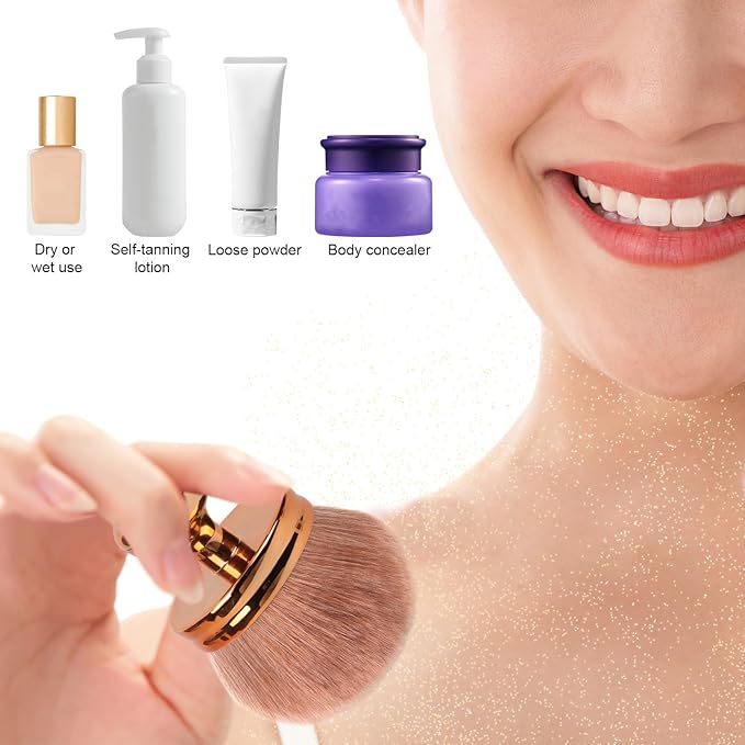 Large Self Tanning Brush, Oval Body Makeup Brush with Wide Brush Head Self Tanner Brush Applicator Sunscreen Brush for Makeup Legs Arms Face Body (Rose Gold)