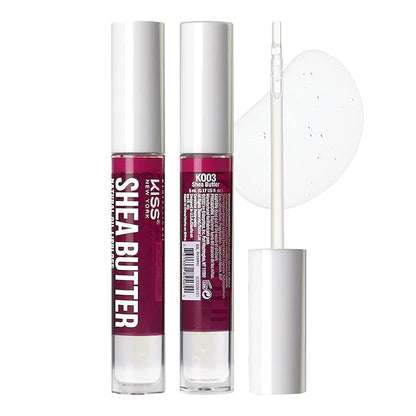 Kiss New York 3 PACK Lip Oil Gloss, Hydrating Non-Sticky Lip Oil, 100% Natural Oil Clear Lip Gloss, Lightweight Lip Moisturizer (Rosegold & Shea Butter & Jojoba)