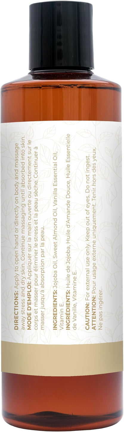 Vanilla Massage Oil for Massage, Body Massage Lotion; Jojoba, Sweet Almond Oil for Skin, Vitamin E, and Pure Vanilla Essential Oil, Body Oil Aceite para Masajes Relajantes