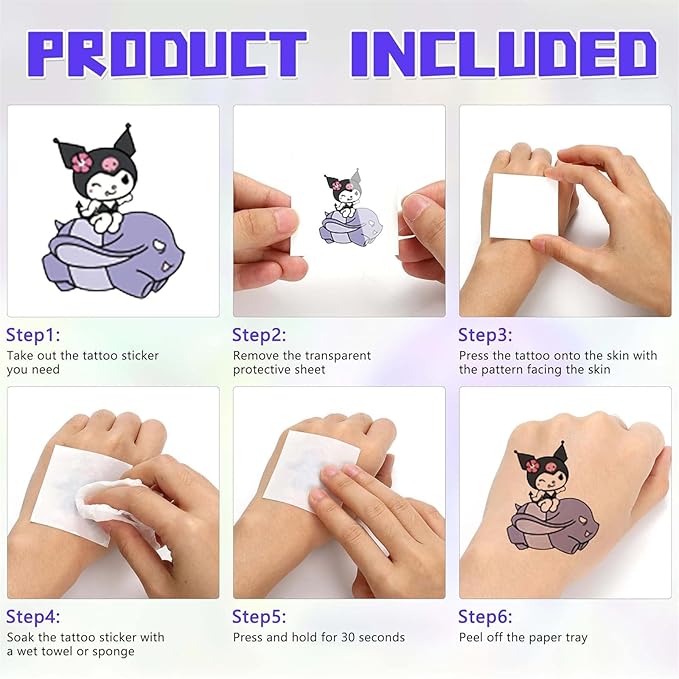 40pcs Temporary Kuom Tattoos for Girls and Kids, Reward Gifts.