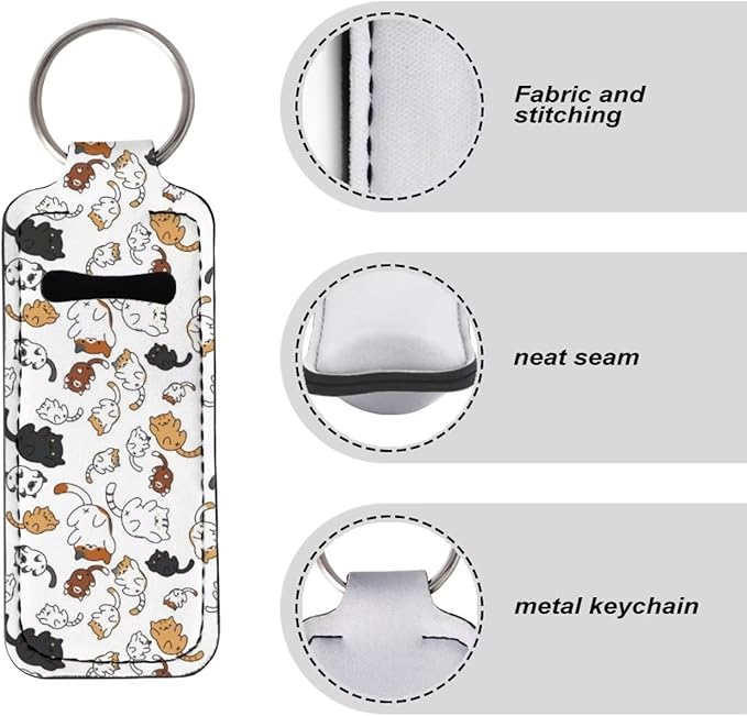 Bulopur Cartoon Cats Chapstick Holder Keychain Pouch Storage Storage