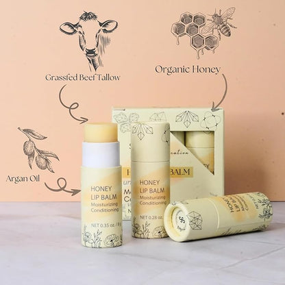 Natural Honey Lip Balm - 100%-grassfed oz)