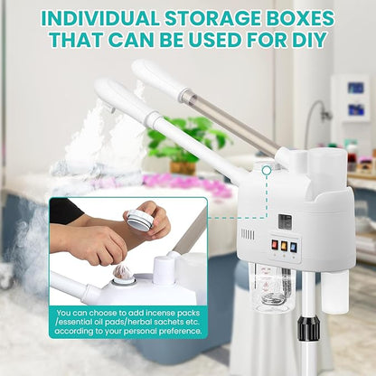 face steamer for hot and cold, Face Steamer with More Steam, Adjustable Height for Face Steamer Suitable for Personal Home and Professional Personal Care Places, Moisturizing or Hydrating.