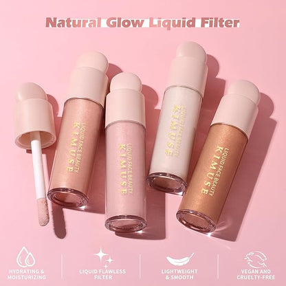 KIMUSE Natural Glow Liquid Filter, Weightless Liquid Highlighter & Cruelty-Free