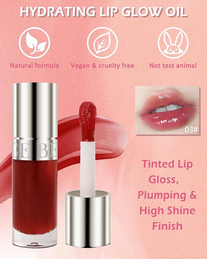 Lip Glow Oil-2Pcs Moisturizing Tinted Lip Gloss,Hydrating Comfort Glow