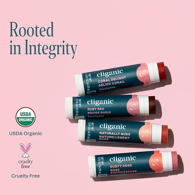 Cliganic Tinted Lip Balm - Non-GMO,
