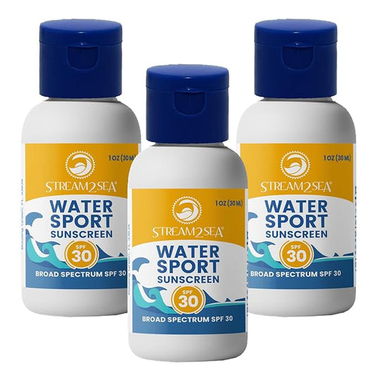 STREAM 2 SEA SPF 30 Mineral Sunscreen Biodegradable and Reef Safe, 1 Fl oz Travel Size Pack of 3, Paraben Free Non Greasy and Moisturizing Mineral Sunscreen For Face and Body Against UVA and UVB