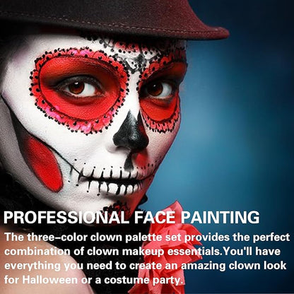 Clown Makeup Kit Black White Red Face Body