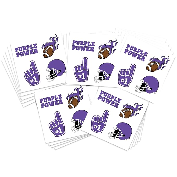 FashionTats Sport Spirit Temporary Tattoos | 100 Tattoos (Purple Finger)