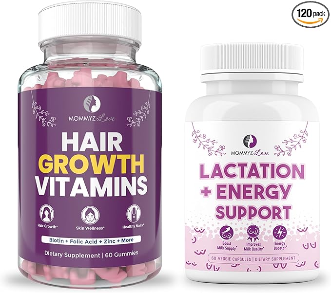 Lactation Supplement with Organic Postnatal Vitamins and Biotin Gummies for Hair Growth, Radiant Skin, Strong Nails, Breast Milk Supply Increase, and Energy Boost for Holistic Postpartum Recovery
