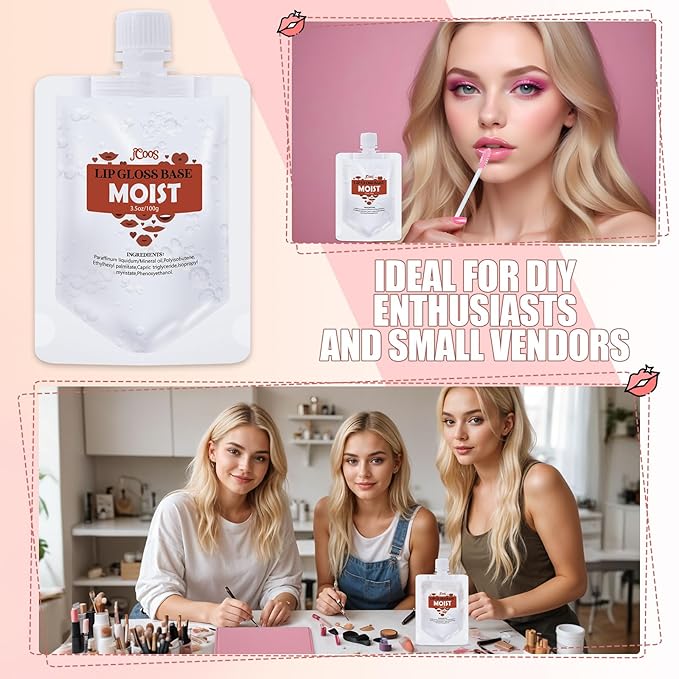 Jcoos Lip Gloss Making Kit Base 2Pcs, Transparent Gloss