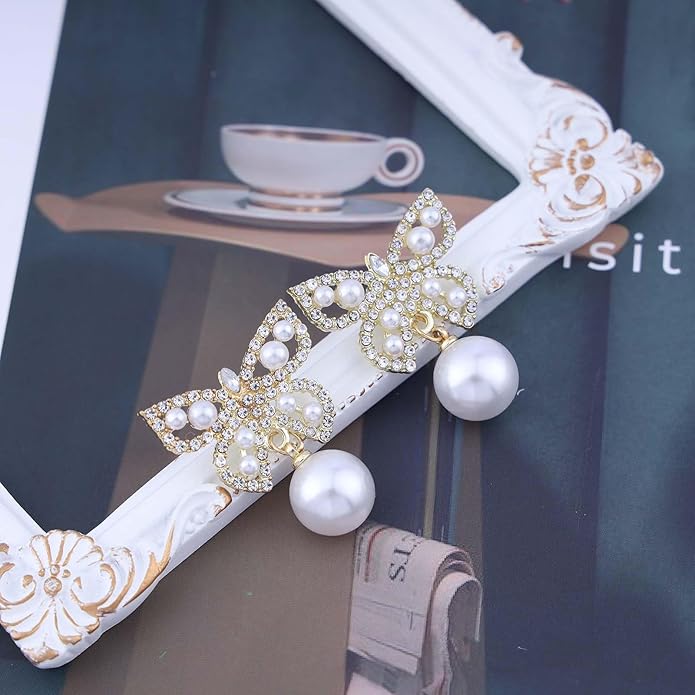 Vintage Crystal Pearl Butterfly Earrings Butterfly