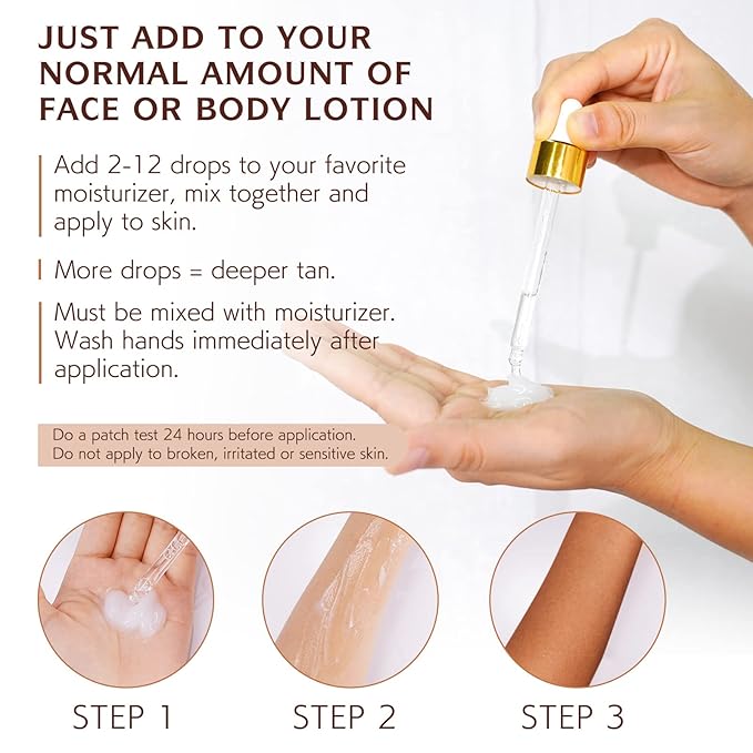 Self Tanning Drops for Face and Body, Self Tanner Drops Bronzing Drops, Natural Sunless Fake Tan Face Tanning Drops, Face Tanning Drops to Add to Moisturizer for Radiant Natural Glow, 2.02 Fl Oz