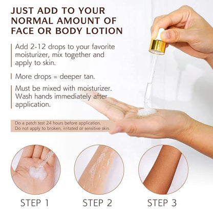 Self Tanning Drops for Face and Body, Self Tanner Drops Bronzing Drops, Natural Sunless Fake Tan Face Tanning Drops, Face Tanning Drops to Add to Moisturizer for Radiant Natural Glow, 2.02 Fl Oz