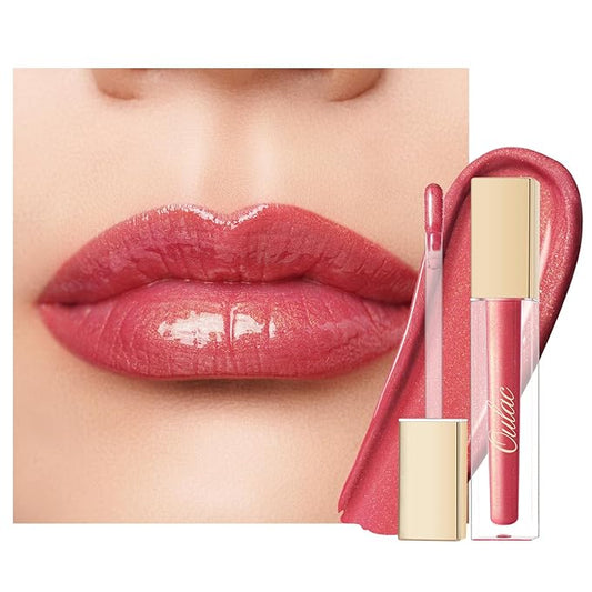 Oulac Red Coral Lip Gloss High-shine Moisturizing Lipgloss Oil Colorful Shade Liquid Lipstick Non-stick Cup Glitter Lipstick Lip Tint Reduce Fine Lines Lip Glaze For Dry Lip C15