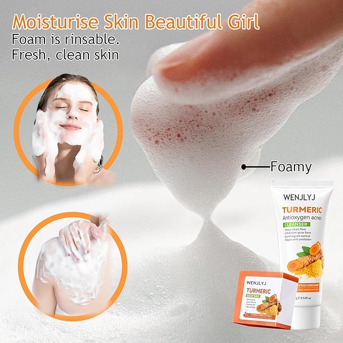 Turmeric Soap Skincare Set with Honey Face Sheets Mask,Hydrating Travel Size Turmeric Face Wash,Moisturizing Face Toner & Face Serum & Face Cream,Eye Cream Skin Care Gift Set for Women（9PCS)