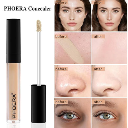 PHOERA Foundation,3 PCS Contour Stick Makeup Kit, Shades Contour/Porcelain+ Nude+#01,#08,#13)
