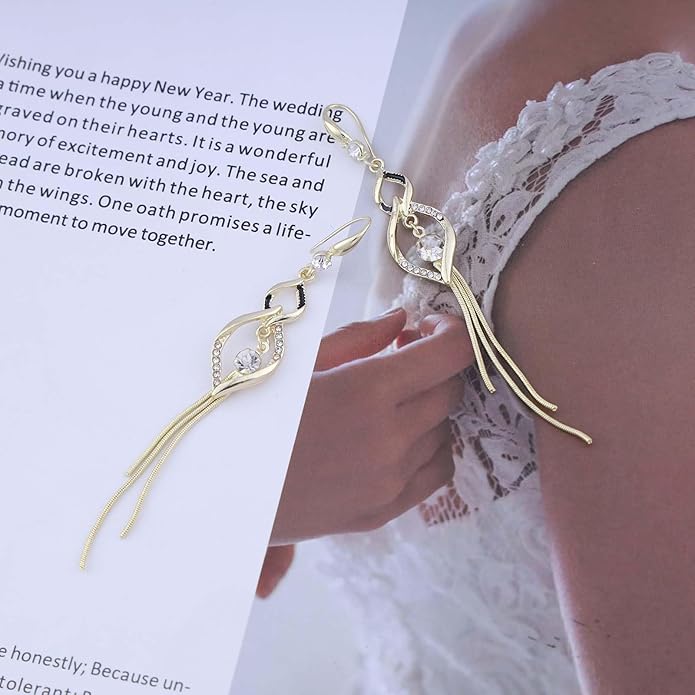 Vintage Crystal Dangle Earrings Long Rhinestone