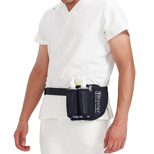 Master Massage Double Bottle Massage Oil Holster - Adjustable Cream & Lotion Bag Kit - Incl. Two 8 Oz Refillable Pump Dispenser