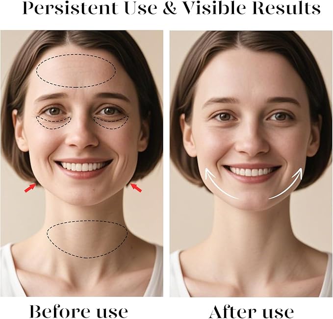 GUGUG 7 Color Multi-Function Face Massager for Face, Neck, Arms and Legs with Heat, Vibration and Relaxing Facial Massager - White