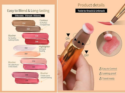 Go Ho Liquid Blush Beauty Wand,Blendable Super Silky Medium Pink