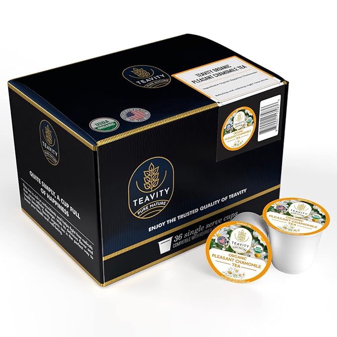 Teavity Organic Chamomile Tea Pods for Keurig - Decaf - 36 Count
