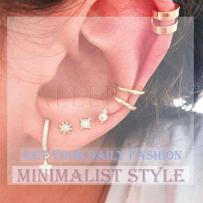 Bohemia Moon Cuff Chain Earrings Silver
