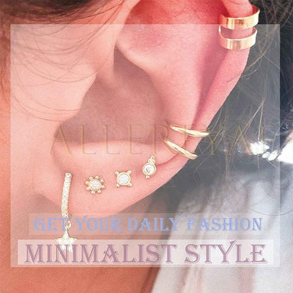 Vintage Pearl Cuff Chain Earrings Gold