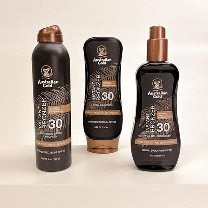 Australian Gold Sunscreen Lotion with Instant Bronzer, Broad Spectrum, Water Resistant, Non-Greasy, Oxybenzone Free, Cruelty Free, SPF 30, Coconut, 8 Fl Oz (A70902)