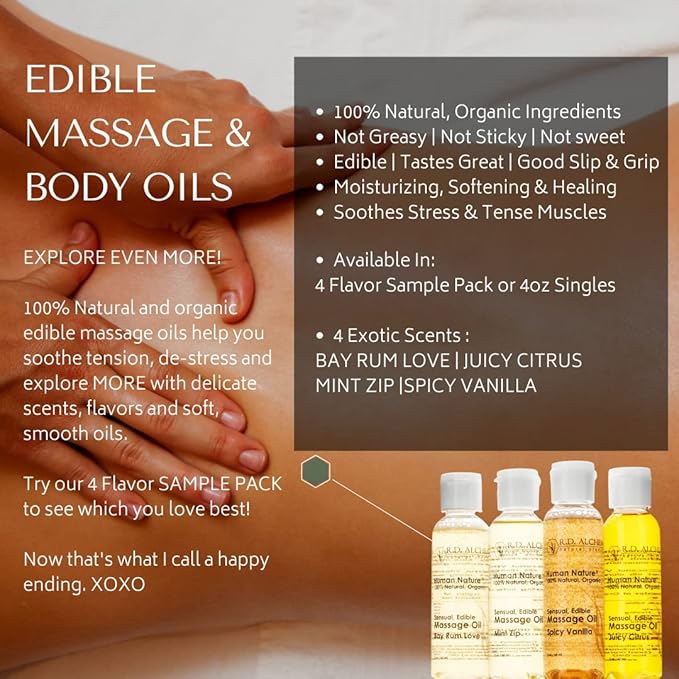 RD Alchemy - 100% Natural & Organic Edible Massage Oil with Organic Essential Oils. Minty Fresh Flavor: Mint Zip - Peppermint, Spearmint, and Lime!
